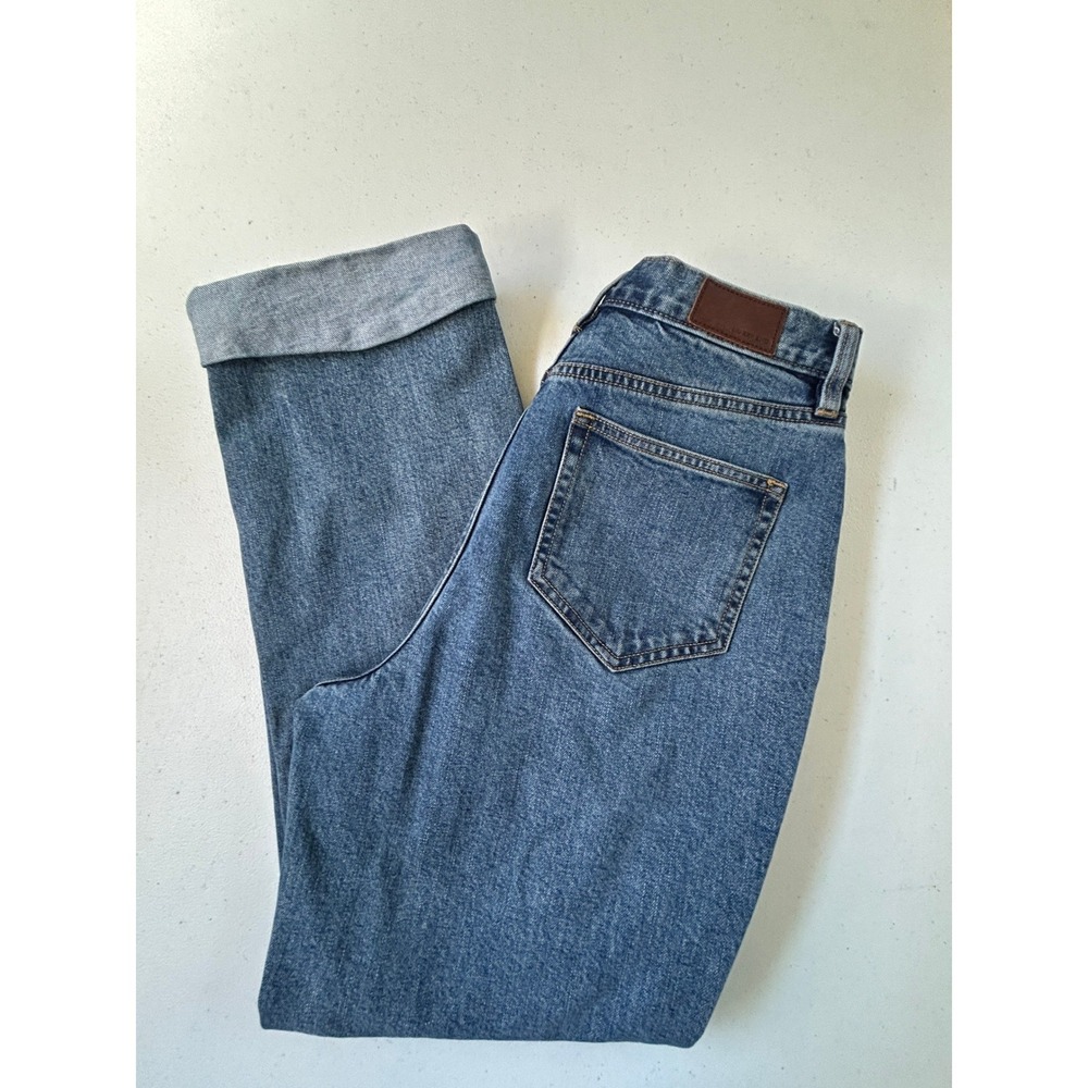 Lands End High Rise Straight Leg Jeans Medium Wash Cuffed Women's Size 6